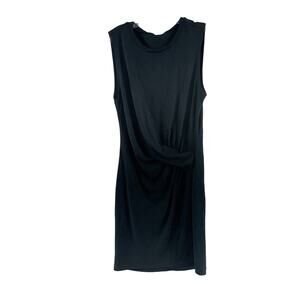NWT GF Collection Women's Solid Black Modal Blouson Midi Dress M